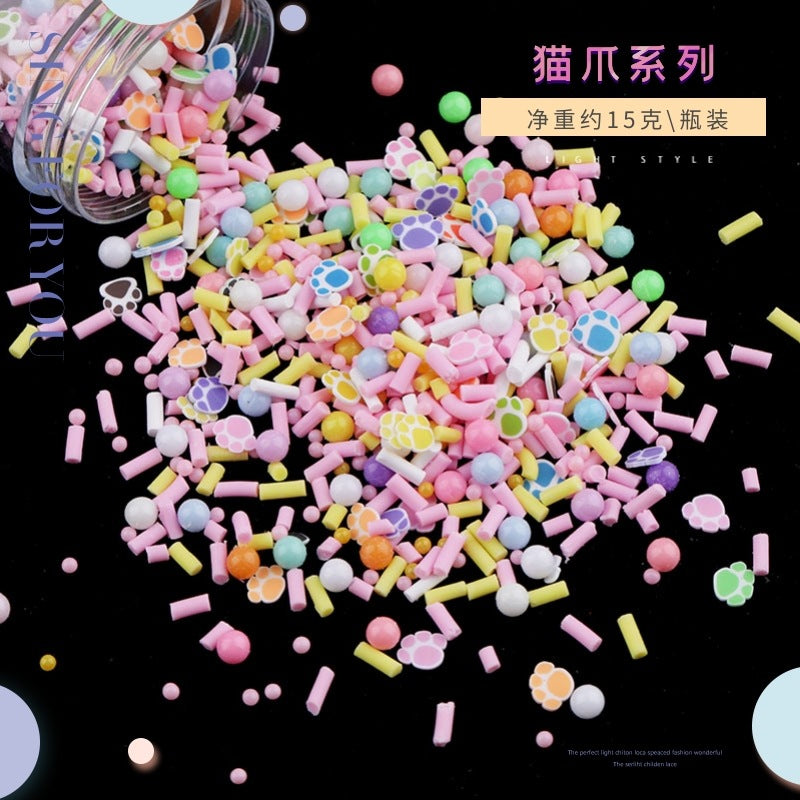 Wholesale DIY Crystal Dropping Gel Fruit Soft Pottery Candy Accessories  In Globe Balls Snow Stars Pearl Flowing Sand Filler